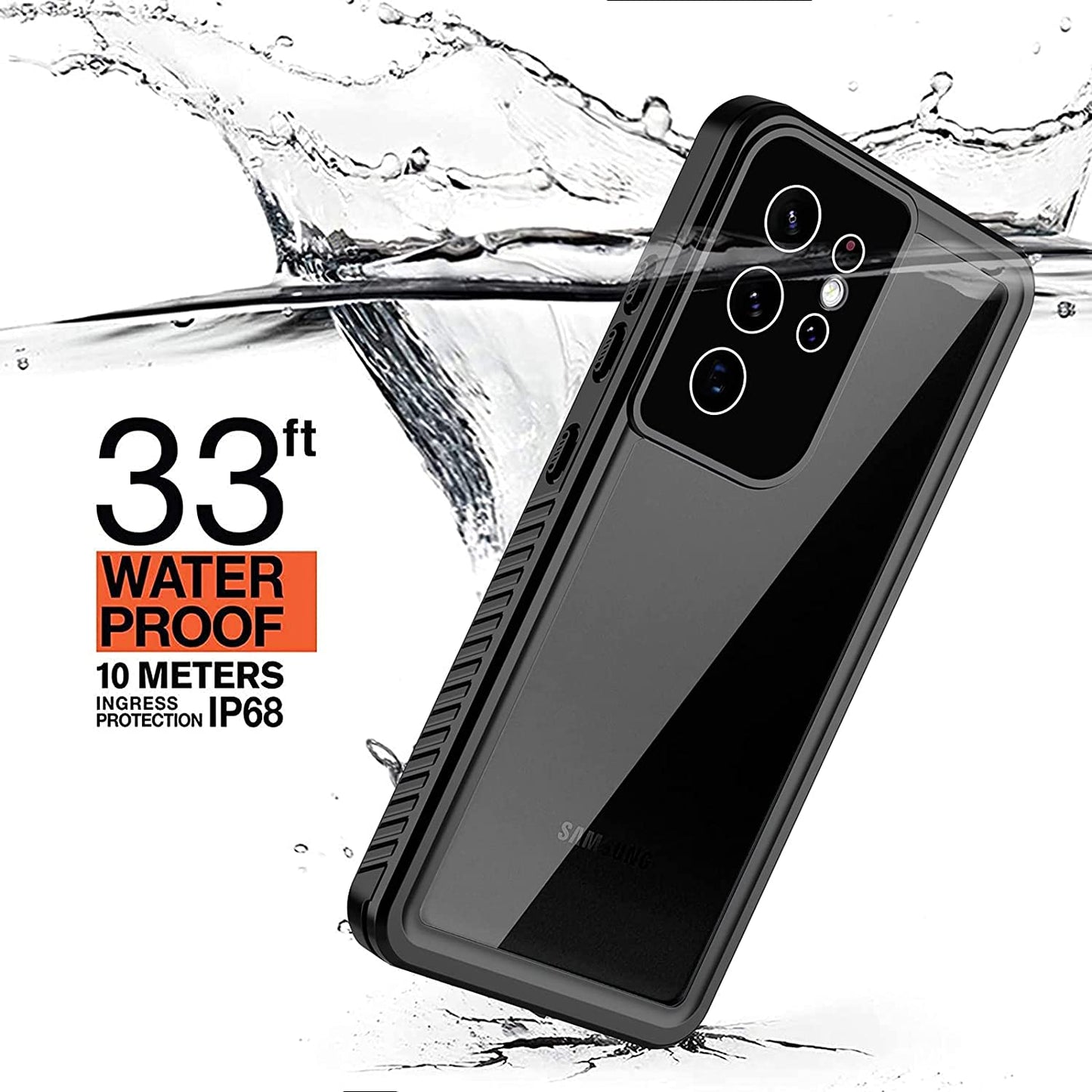 ANTSHARE for Samsung Galaxy S21 Ultra Case Waterproof,Galaxy S21 Ultra Case with Screen Protector,360 Full Body Heavy Shockproof Rugged Samsung S21 Ultra Phone Case for Women Men Black/Clear  ANTSHARE   