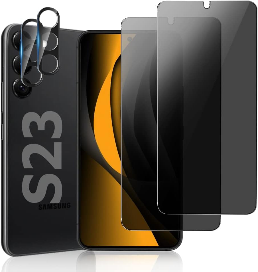 [2+2 Pack] Galaxy Note 20 Ultra 6.9 Inch Privacy Screen Protector with Camera Lens Protector, Fingerprint Compatible, Bubble Free, Flexible Anti-Spy TPU Film for Samsung Galaxy Note 20 Ultra 5G  AFSKU S23 Privacy Screen Protector  