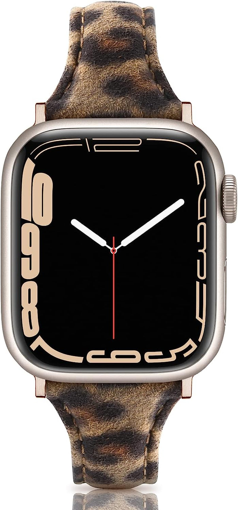 Eyamumo Leather Band Compatible for Apple Watch Band 38Mm 40Mm 41Mm, Slim Thin Elegant Genuine Leather Strap Compatible for Iwatch Series 8, 7, 6, 5, 4, 3, 2, 1, SE, Sport & Edition for Women  Eyamumo ClassicLeopard / Rosegold Adapter 38mm / 40mm / 41mm 