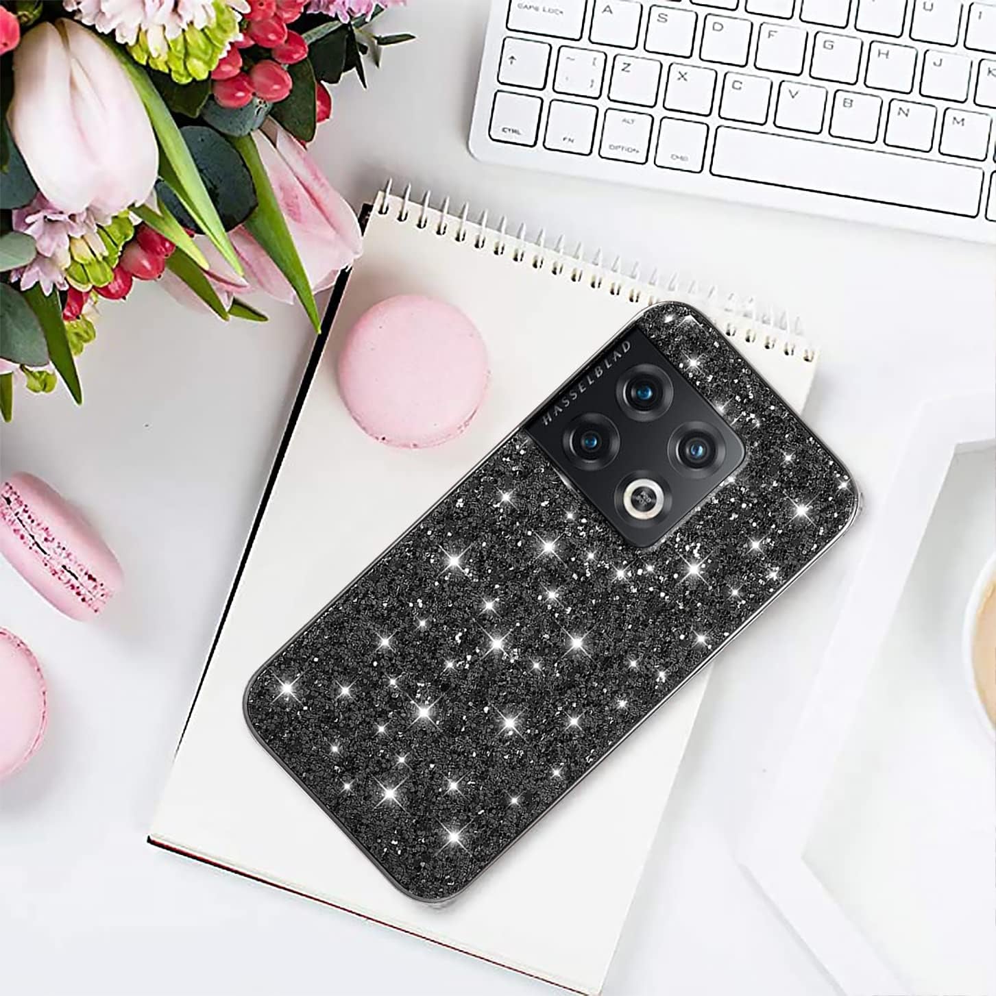 Jancyu Compatible with Oneplus 10 Pro Case, Shockproof Phone Cases for Oneplus 10 Pro Glitter Protective Cover for Women Cute Accessories (Black)  Jancyu   