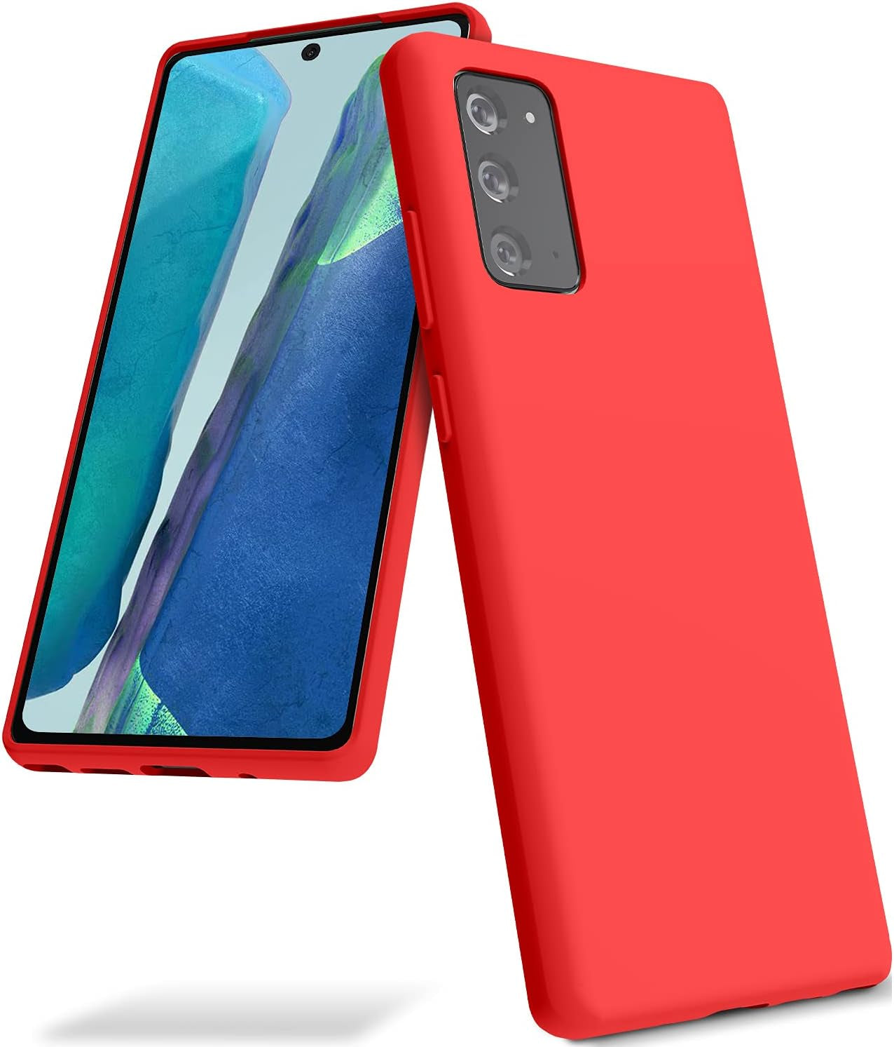 GOOSPERY Liquid Silicone Case for Galaxy Note 20 (6.7 Inches - 2020) Silky-Soft Touch Full Body Protection Shockproof Cover Case with Soft Microfiber Lining - Black  GOOSPERY Red  