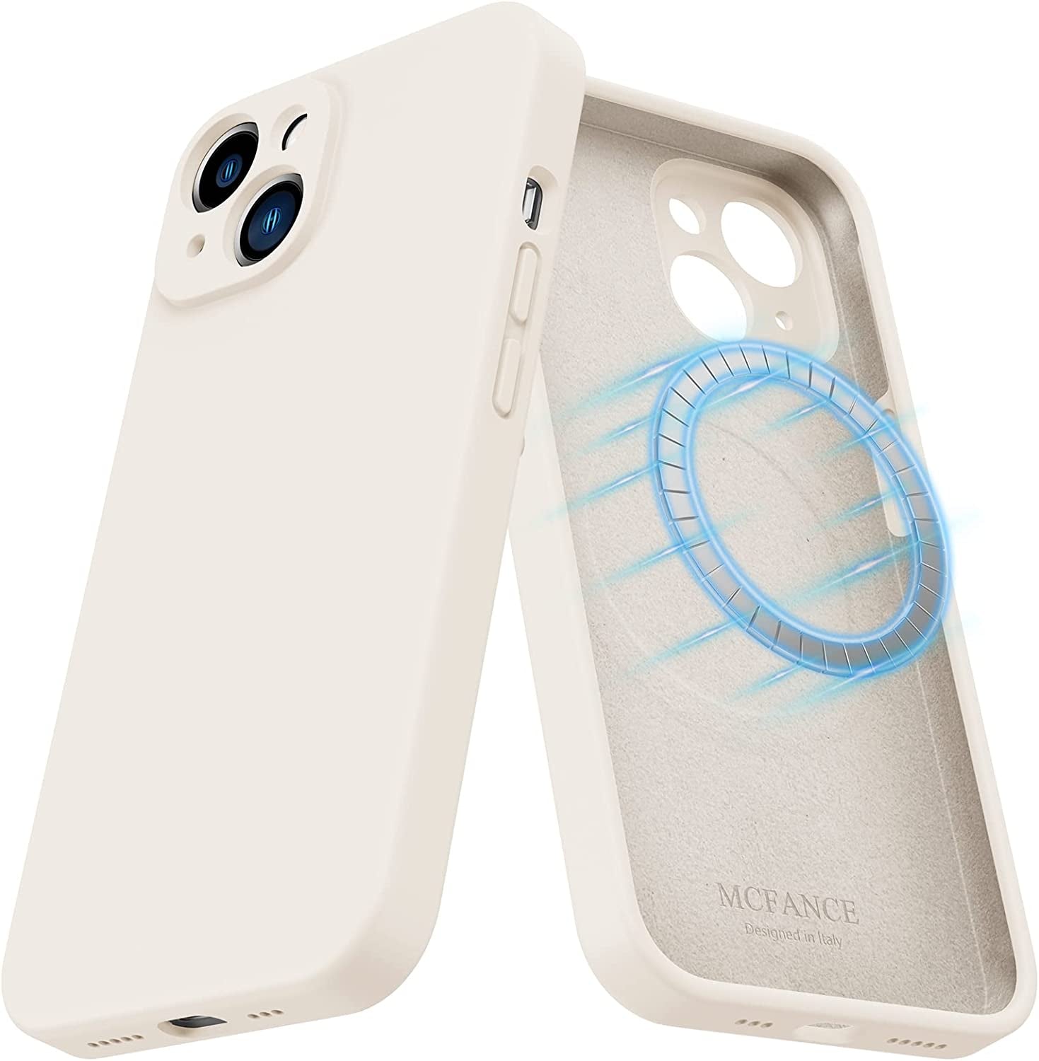 MCFANCE Silicone Magnetic Case for Iphone 14 plus Magsafe Case Silicone Phone Case with Microfiber Lining for Iphone 14 plus 6.7 Inch 2022, Darkgrey  MCFANCE Snowwhite  