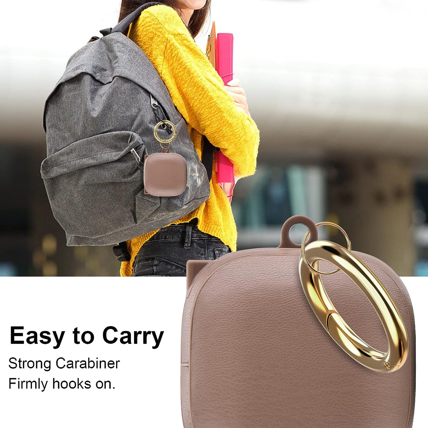 Leather Beat Fit Pro Case Cover,V-Moro Genuine Leather Skin Case Cover for Beats Fit Pro 2021 Earbuds Protective Cover with Keychain Accessories for Women Men(Dune)  V-MORO   