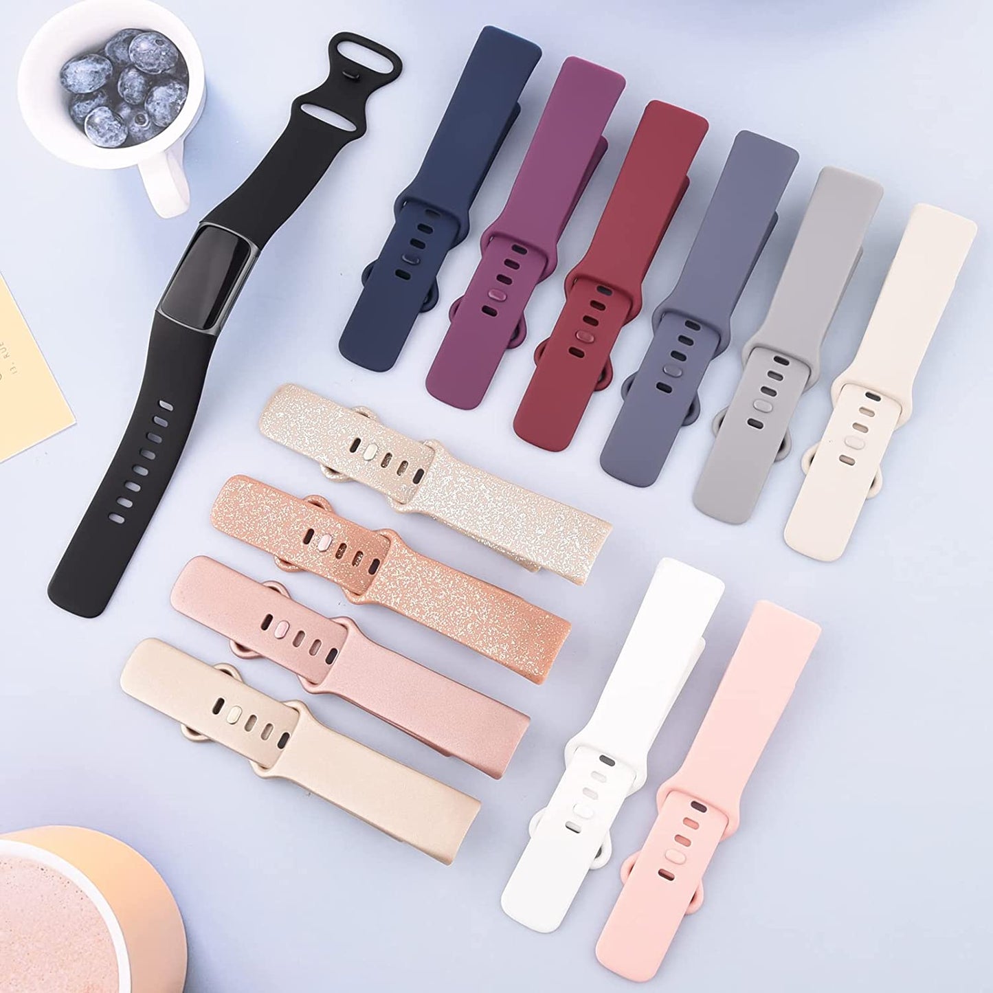 3 Pack Sport Bands Compatible with Fitbit Charge 5 Bands for Women Men, Classic Soft Silicone Replacement Wristbands for Fitbit Charge 5 Fitness Tracker (Small,Rose Gold/Champagne Gold/Wine Red)  AK   