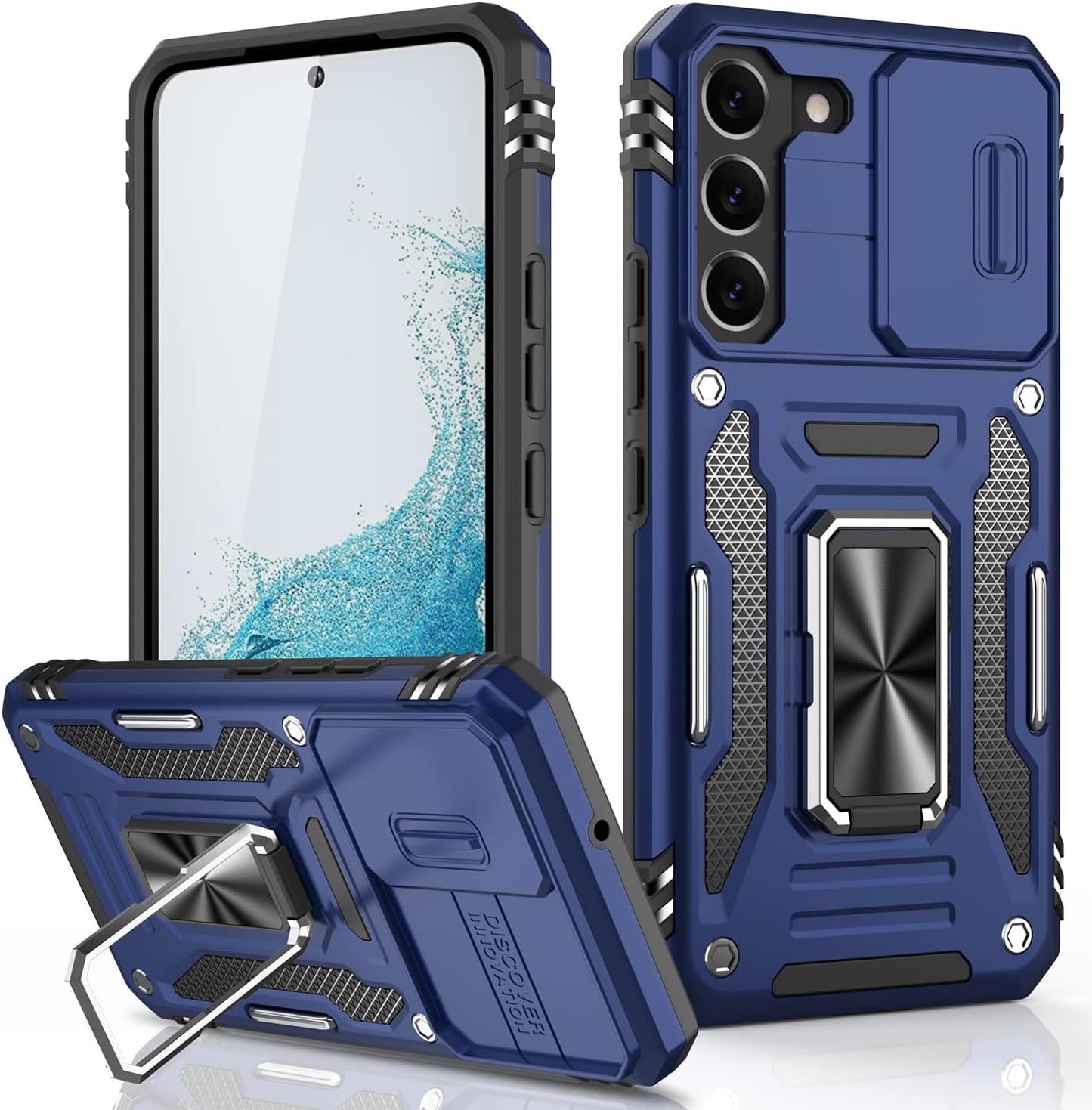 LUMARKE Galaxy S22 plus Case with Camera Cover,Samsung S22 plus Cover Pass 16Ft Drop Test Military Grade Heavy Duty Protective Phone Case with Kickstand for Samsung Galaxy S22 plus Black  LUMARKE Navy Blue Galaxy S22 Plus 6.6''-M 