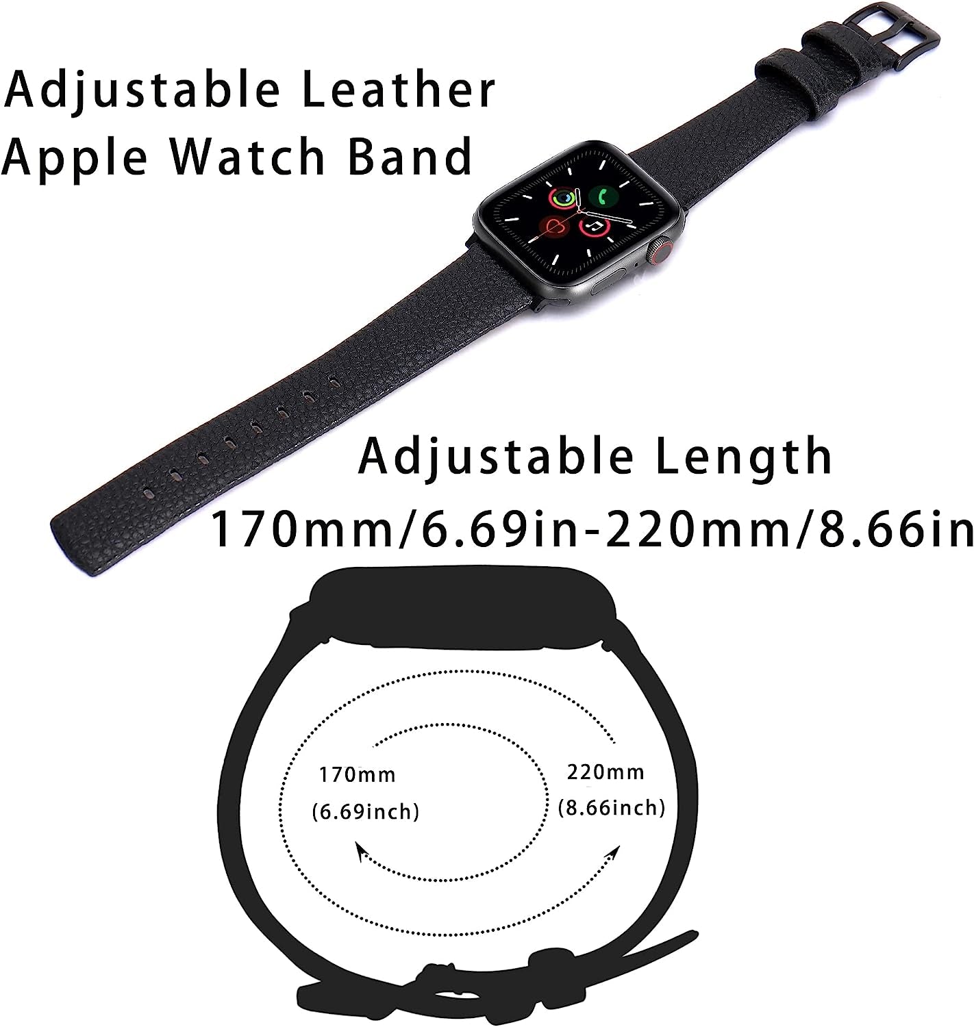 Heyon Leather Band Compatible with Apple Watch 42Mm 44Mm Men,None-Sewing Fashion Design Leather Iwatch Band for Series 6 5 4 3 2  Heyon   