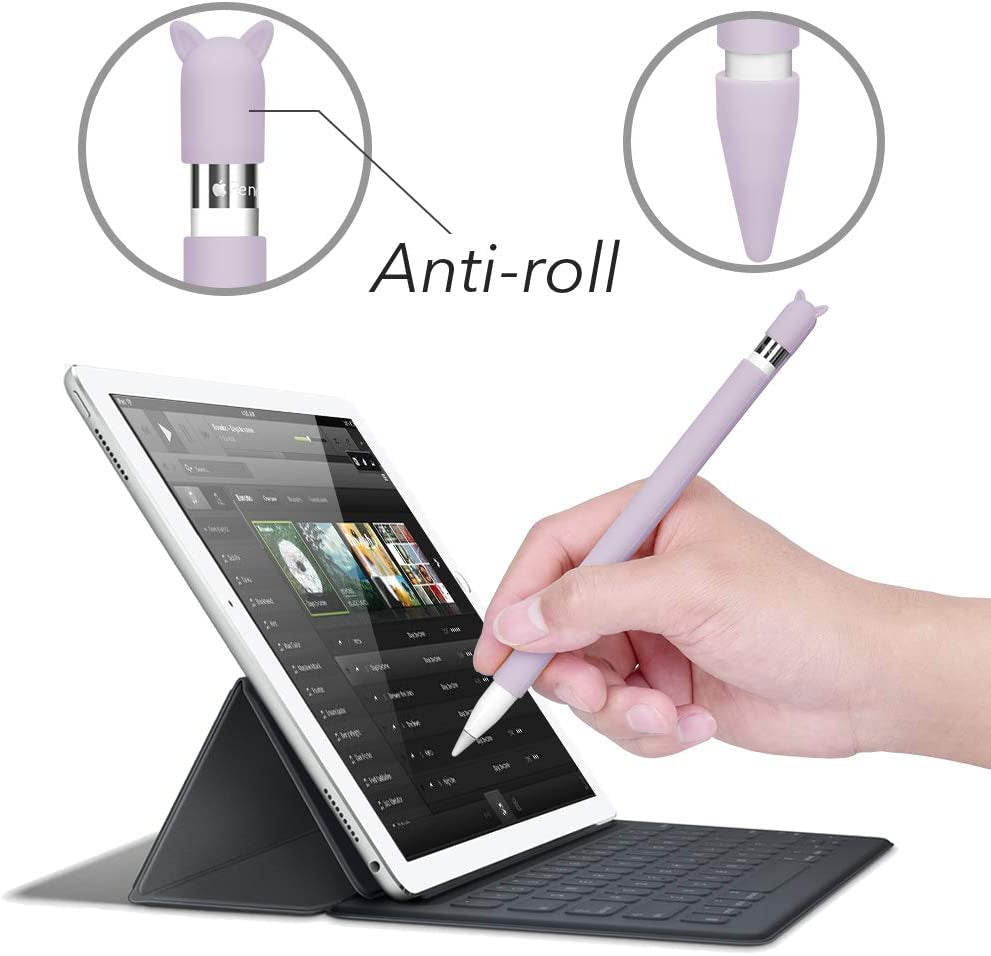 2 Pack Silicone Case for Apple Pencil 1St Generation Holder Sleeve Skin Cover Accessories for Ipad Pro 9.7/10.5/12.9,Cute Soft Grip with Charging Cap Holder and 2 Protective Nib Covers-Pink,Purple  Hydream   