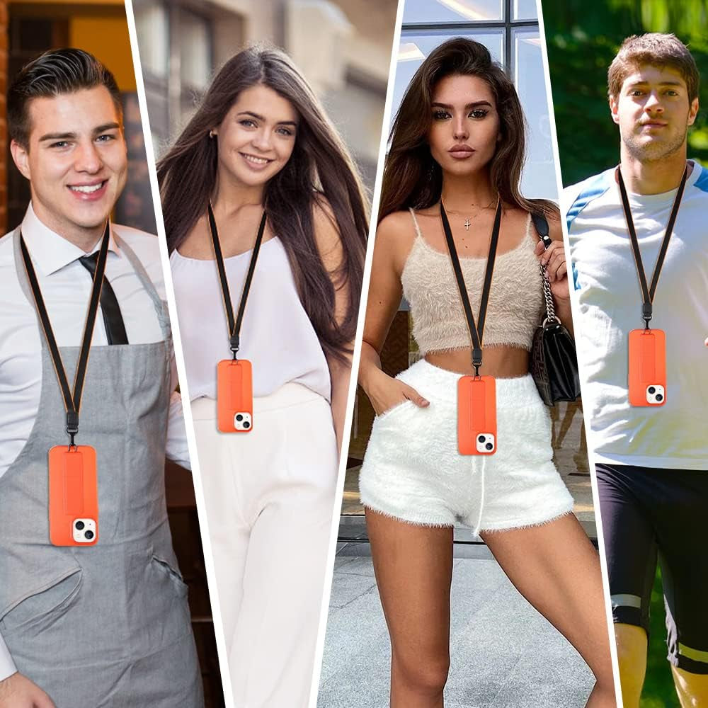 Zvedeng Compatible with Iphone 13 Mini Kickstand Case, Vertical Horizontal Stand Hand Strap with Detachable Lanyard Wrist Sling Slim Fit Cover Upgraded Shockproof Case for Iphone 13 Mini 5.4'' Orange  ZVEdeng   