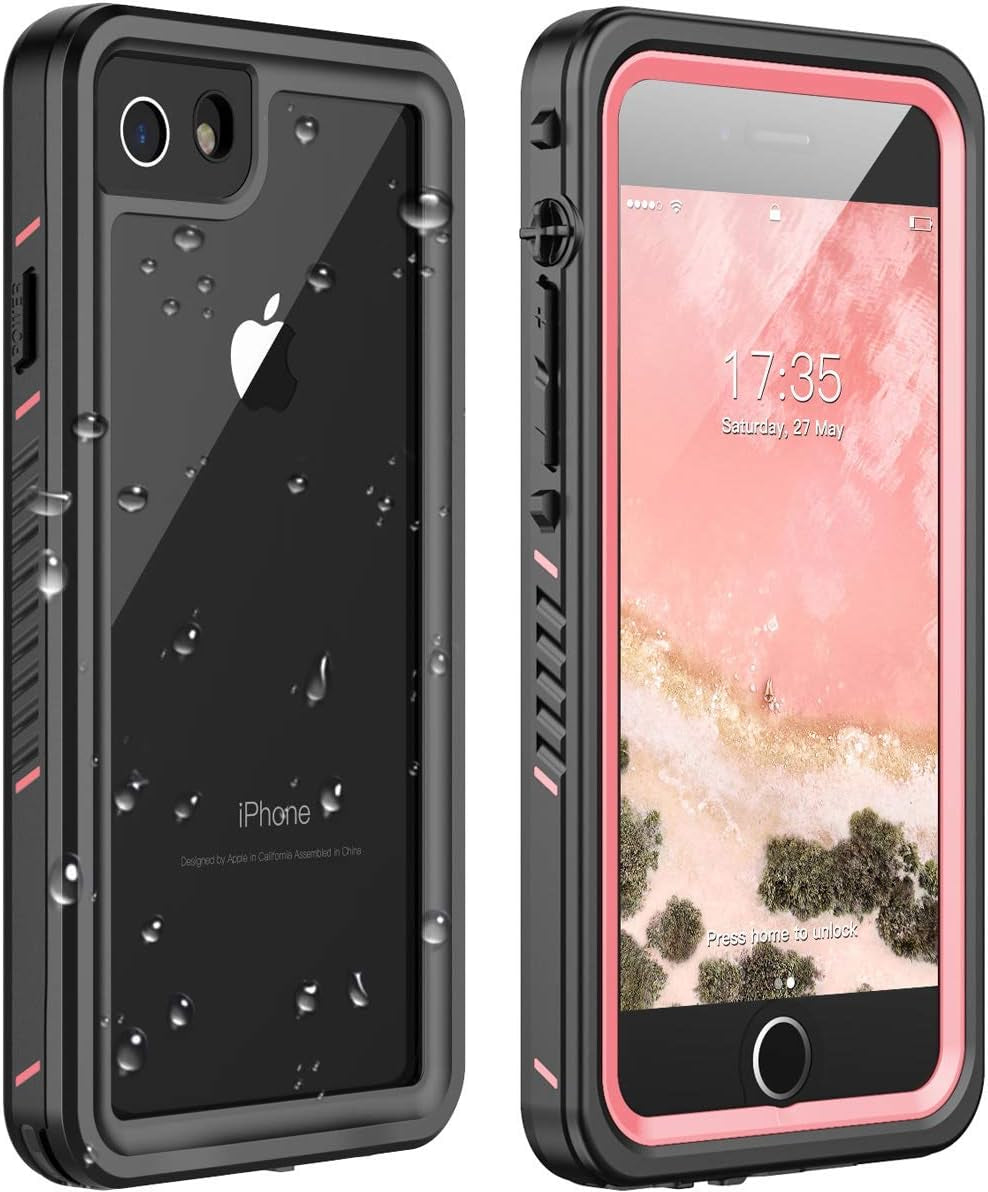 AMILIFECASES Clear Iphone 14 plus Case,With Screen Protector,Waterproof Iphone 14 plus Protective Case for Men Women,Apple Iphone 14 plus Phone Case Heavy Duty Shock Proof  AMILIFECASES Pink/Clear Iphone 7/8 Plus 