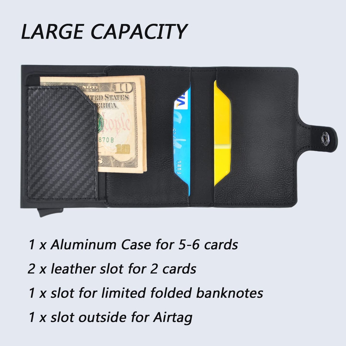 Pop up Wallet with Airtag Holder, Slim Airtag Wallet with Popup Card Holder  Kenpal   