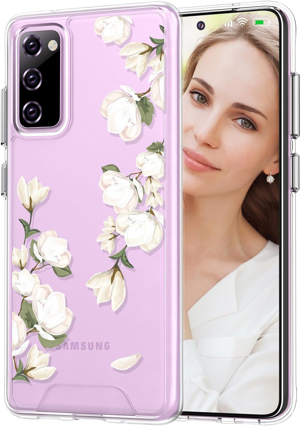 Rayboen Case for Samsung Galaxy S20 FE, Carbon Fiber Design [Military Grade Protection] Heavy Duty Shockproof Protective Case, Anti-Scratch Ultra Slim Cover for Galaxy S20 FE 5G, 6.5 Inch Black  Rayboen D- Magnolia  