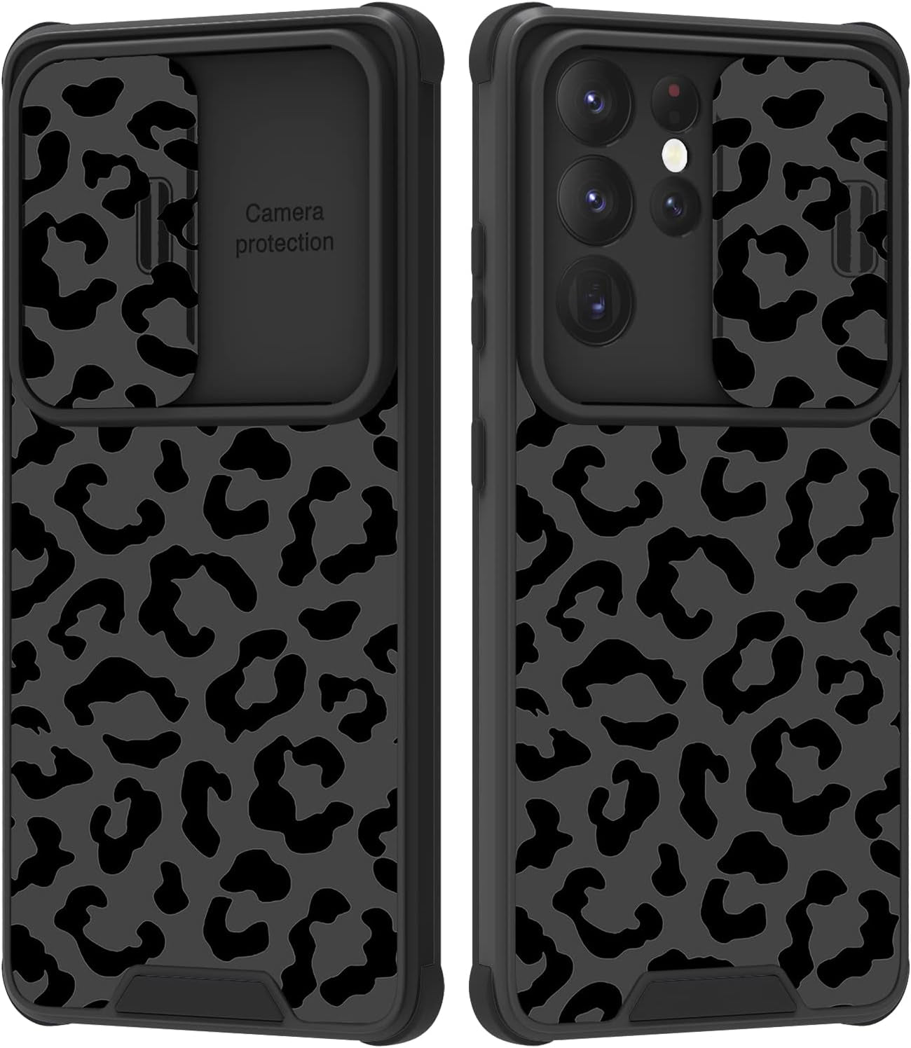 PERRKLD for Samsung Galaxy S21 Ultra Case with Slide Camera Cover Cute Sunflowers Floral for Women Girls Anti-Scratch Hard PC Shockproof Protective Phone Case Cover for Samsung S21 Ultra 6.8 Inch  PERRKLD Black Lepard  