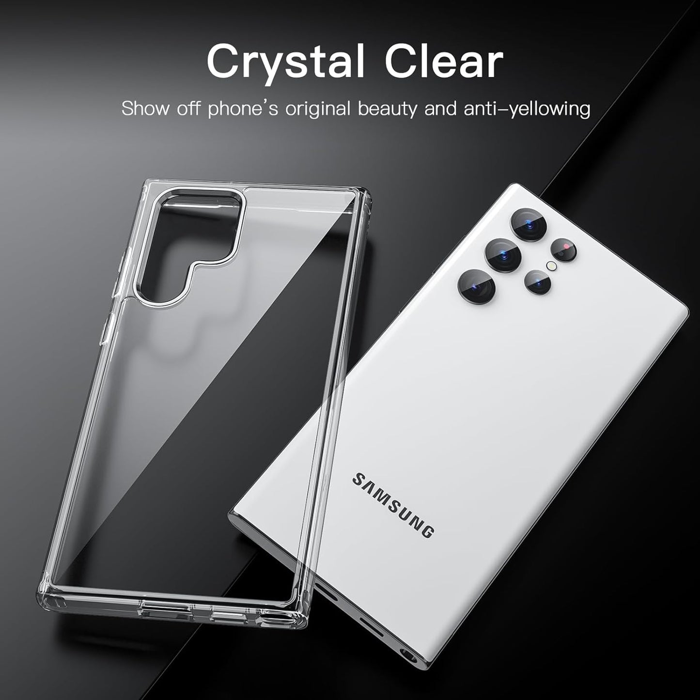 Jetech Case for Samsung Galaxy S22 Ultra 5G 6.8-Inch, Non-Yellowing Shockproof Bumper Protective Phone Cover, Anti-Scratch Hard PC Back (Clear)  JETech   