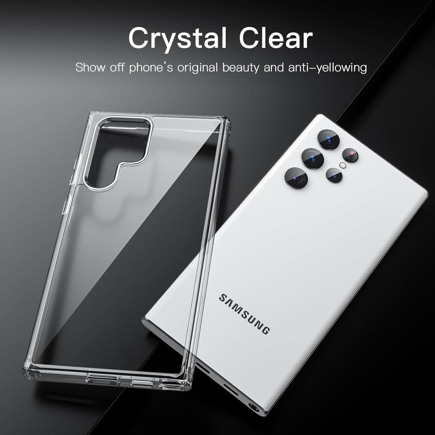 Jetech Case for Samsung Galaxy S22 Ultra 5G 6.8-Inch, Non-Yellowing Shockproof Bumper Protective Phone Cover, Anti-Scratch Hard PC Back (Clear)  JETech   