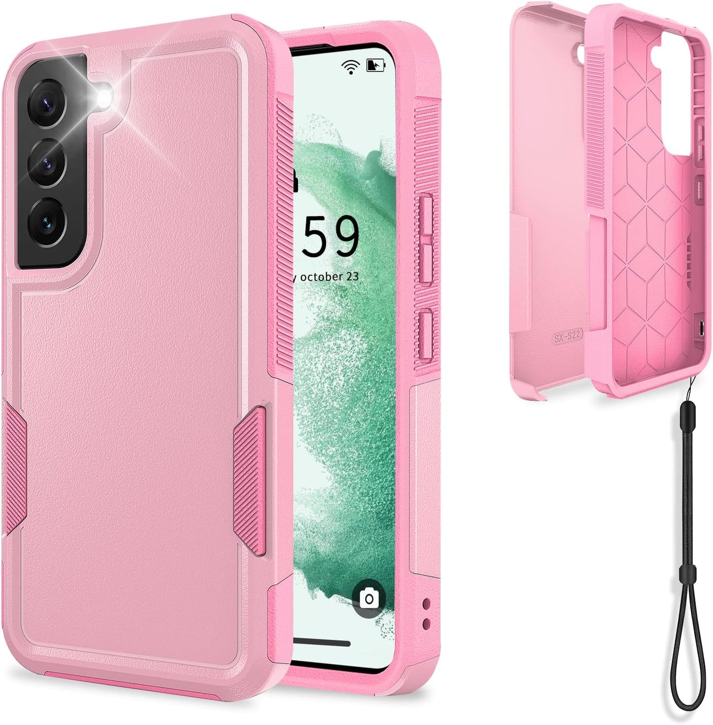 UNITEDTIME Compatible with Galaxy S22 plus Case Drop Protection Rugged Shockproof/Dust Proof Military Protective Tough Phone Cover for Samsung Galaxy S22 plus (Pink)  Unitedtime-Tech   