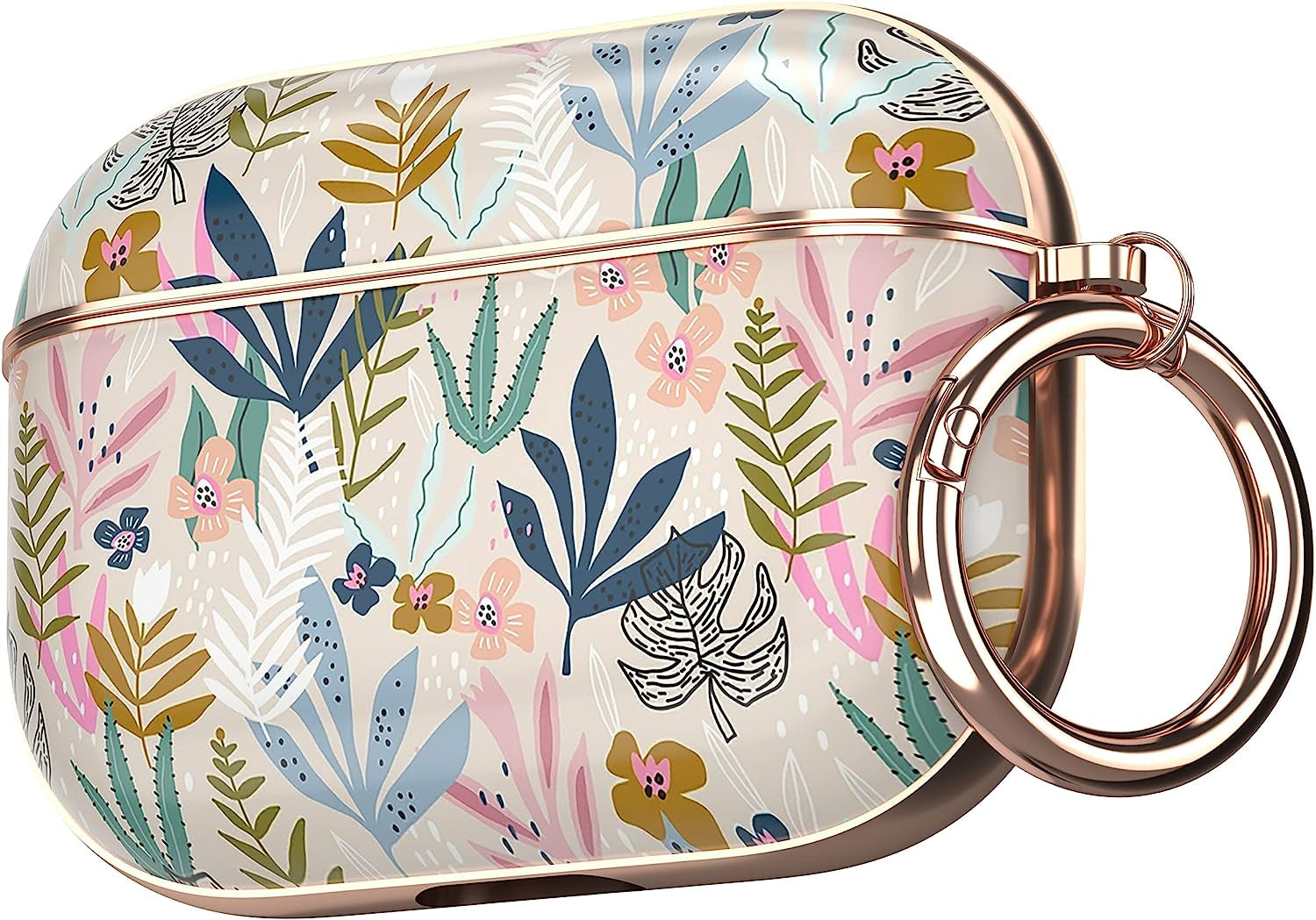 Maxjoy Compatible Airpods Pro Case Cover, Leopard Print Air Pod Pro Case Cute Protective Hard Ipod Pro Cover for Women Men with Keychain Designed for Airpods Pro Charging Case 2019  Maxjoy Pink + Blue  