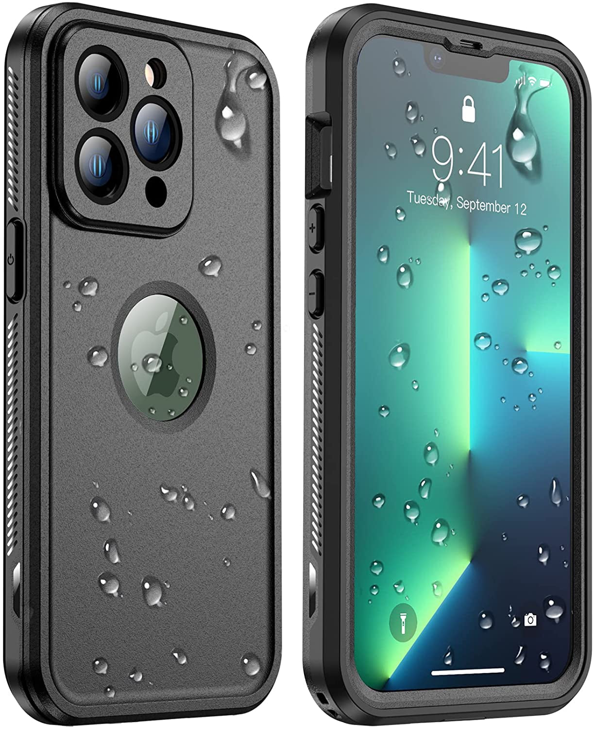Temdan [Real 360] for Iphone 14 Case Waterproof, Built-In 9H Tempered Glass Camera Lens & Screen Protection [14FT Military Dropproof][Full-Body Shockproof][Dustproof][Ip68 Underwater] Phone Case  Temdan Black iPhone 13 Pro Max 