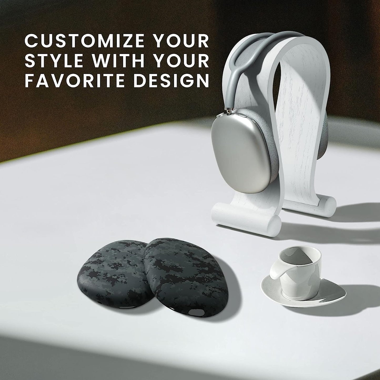 Kwmobile Covers Compatible with Apple Airpods Max Covers (Set of 2) - Camouflage Dark Grey/Black/Light Grey  KW-Commerce   