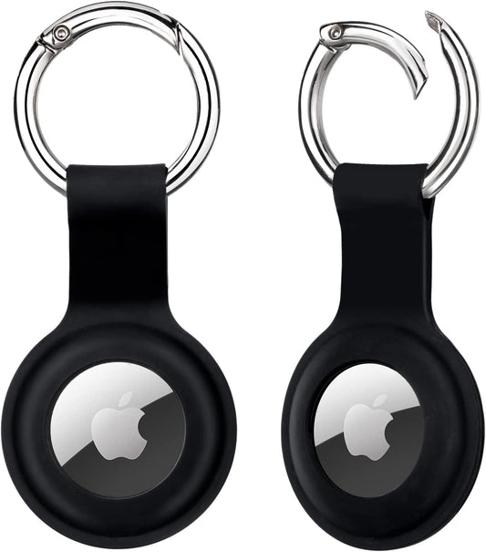 Holder Case for Airtags Silicone Sleeve for Airtags Durable Anti-Scratch Protective Skin Cover with Anti-Losing Keychain Ring Accessory Compatible with Apple Airtags Tracker Black 2Pack  COLORCORAL   