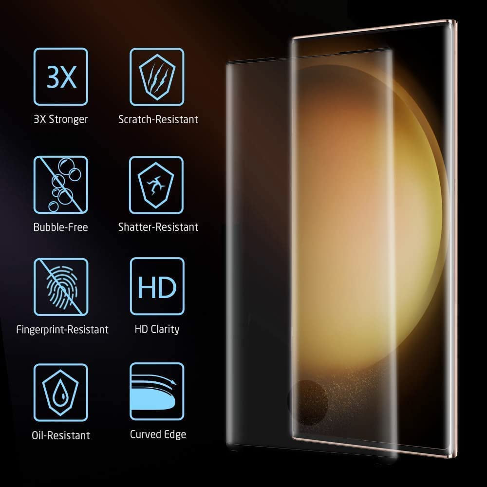 [2+2 Pack] Galaxy S23 Ultra Screen Protector Include 2 Pack Tempered Glass Screen Protector +2 Pack Tempered Glass Camera Lens Protector,9H Hardness,3D Curved,Touch Sensitive for Galaxy S23 Ultra 5G  UIYTRAESTING   