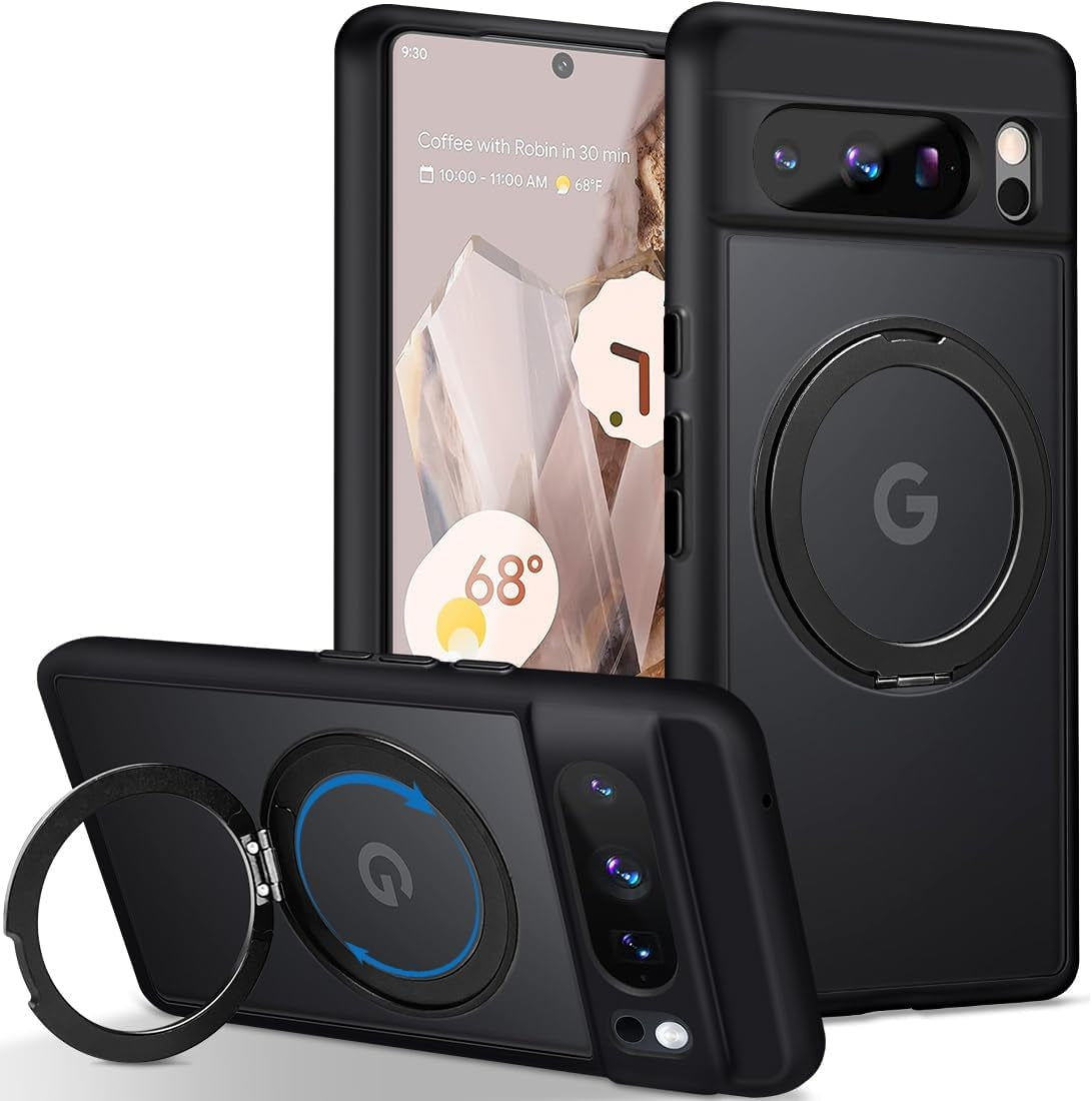 MALEWOLF for Google Pixel 8 Pro Magnetic Case Compatible with Magsafe [Invisible Kickstand] Shockproof Anti-Fingerprint Matte Translucent Cover Protective Phone Case for Pixel 8 Pro 5G (Frosted Clear)  MALEWOLF Black  