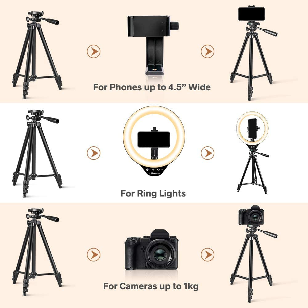 Ubeesize 10’’ LED Ring Light with Stand and Phone Holder, Selfie Halo Light for Photography/Makeup/Vlogging/Live Streaming, Compatible with Phones and Cameras (2020 Version)  UBeesize   