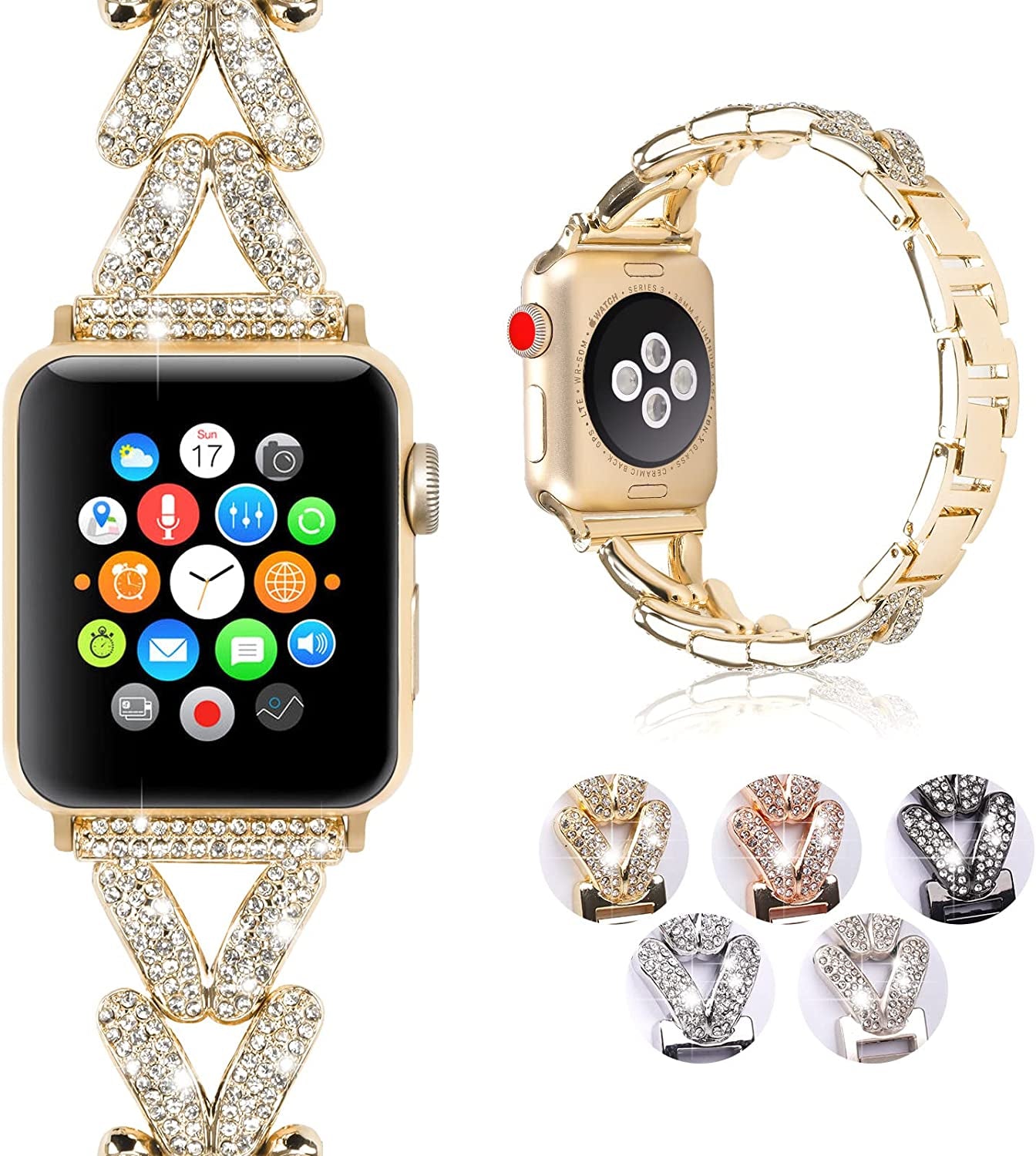 Add Bling to Your Watch with Our Metal Diamond Band - Compatible with Apple Watch Series 8/7/6/5/4/3/2/1/Se/Ultra- Shiny and Stylish for Women in Sizes 38Mm 40Mm 41Mm 42Mm 44Mm 45Mm 49Mm  Dnoivr gold 42 / 44 / 45 / 49mm 