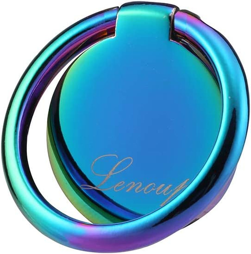 Lenoup Rainbow Cell Phone Ring Stand Holder,Blue Multicolor Ring Grip Kickstand,360 Rotation Metal Finger Ring for Almost All Phones,Pad  lenoup   