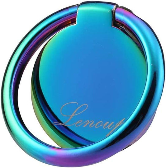 Lenoup Rainbow Cell Phone Ring Stand Holder,Blue Multicolor Ring Grip Kickstand,360 Rotation Metal Finger Ring for Almost All Phones,Pad  lenoup   