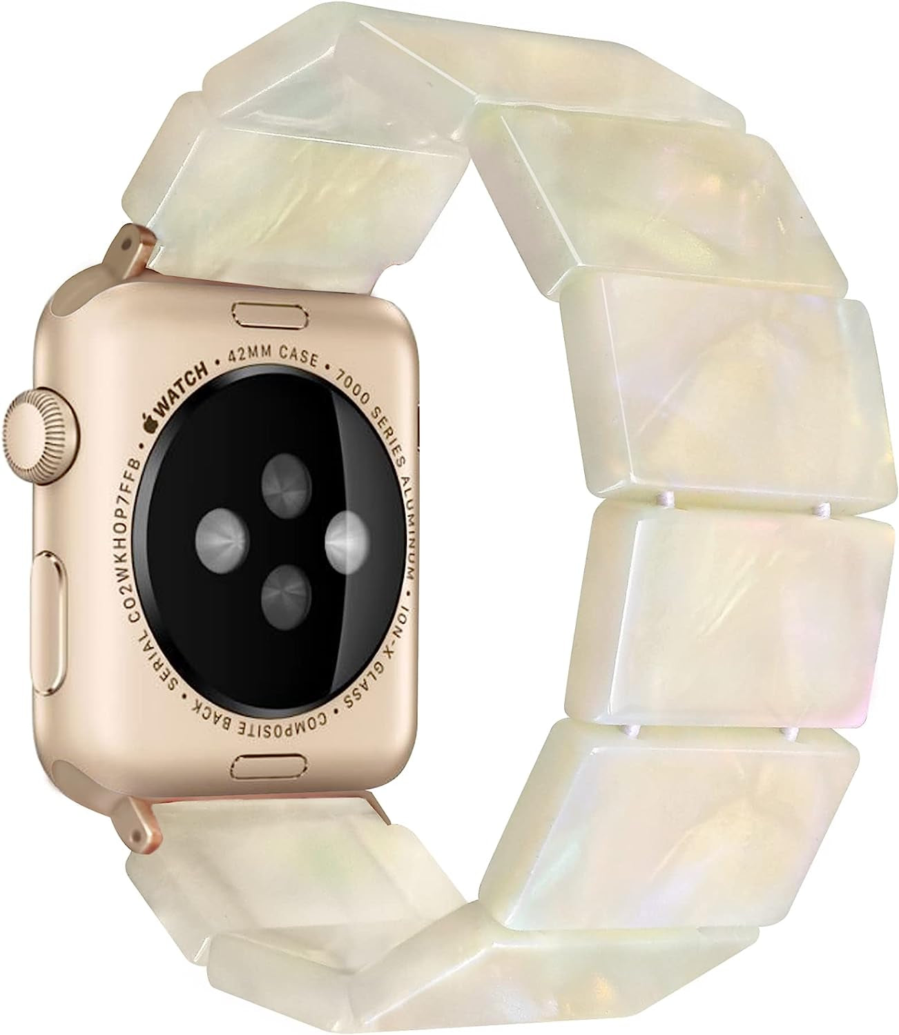 Heesch Upgraded Stretchy Resin Watch Band Compatible with Apple Watch for Women, Men, Tortoise Shell Fashion Watch Strap Bracelet Wristband Jewelry for Iwatch Series Ultra/Se/8/7/6/5/4/3/2/1, 38/40/41Mm, 42/44/45/49Mm, Rectangle Version  Heesch   