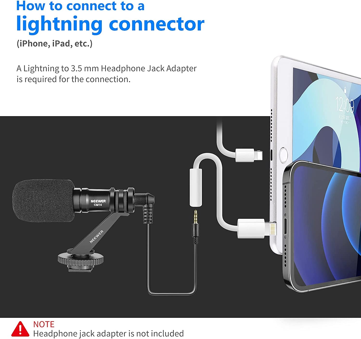 Neewer CM14 Microphone for Phone, Mini On-Camera Video Microphone with Mic Mount, Windscreen, Audio Cables Compatible with Iphone/Android Phone/Dslr Camera/Camcorder (Adapter for Iphone Not Included)  Neewer   