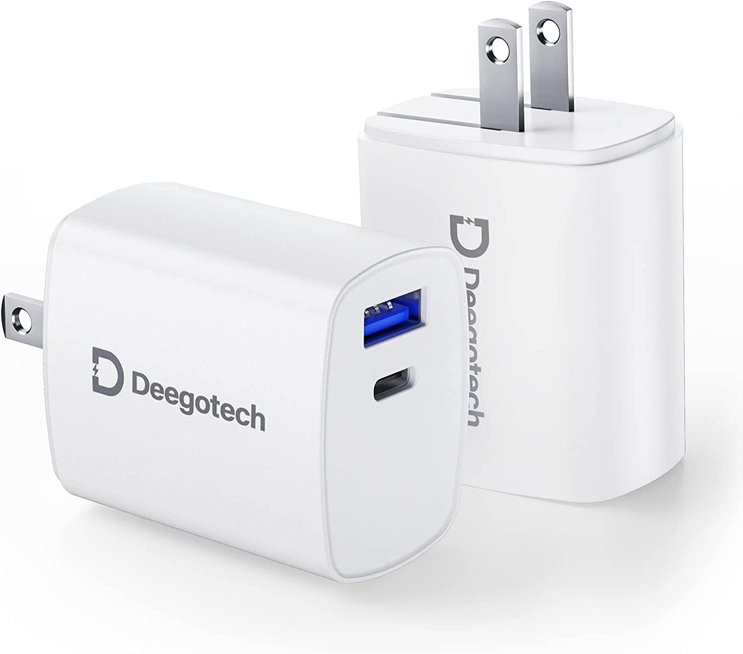 USB C Charger, Deegotech 20W PD Iphone Fast Charger, Dual Port Foldable Plug Type C Charger Compatible with Iphone 14/14 Pro/14 Pro Max/13 Pro Max/12/11/X/Se3, Ipad Pro  Shenzhen JiaYu Electronics Co., Ltd Arctic White 2Pack 