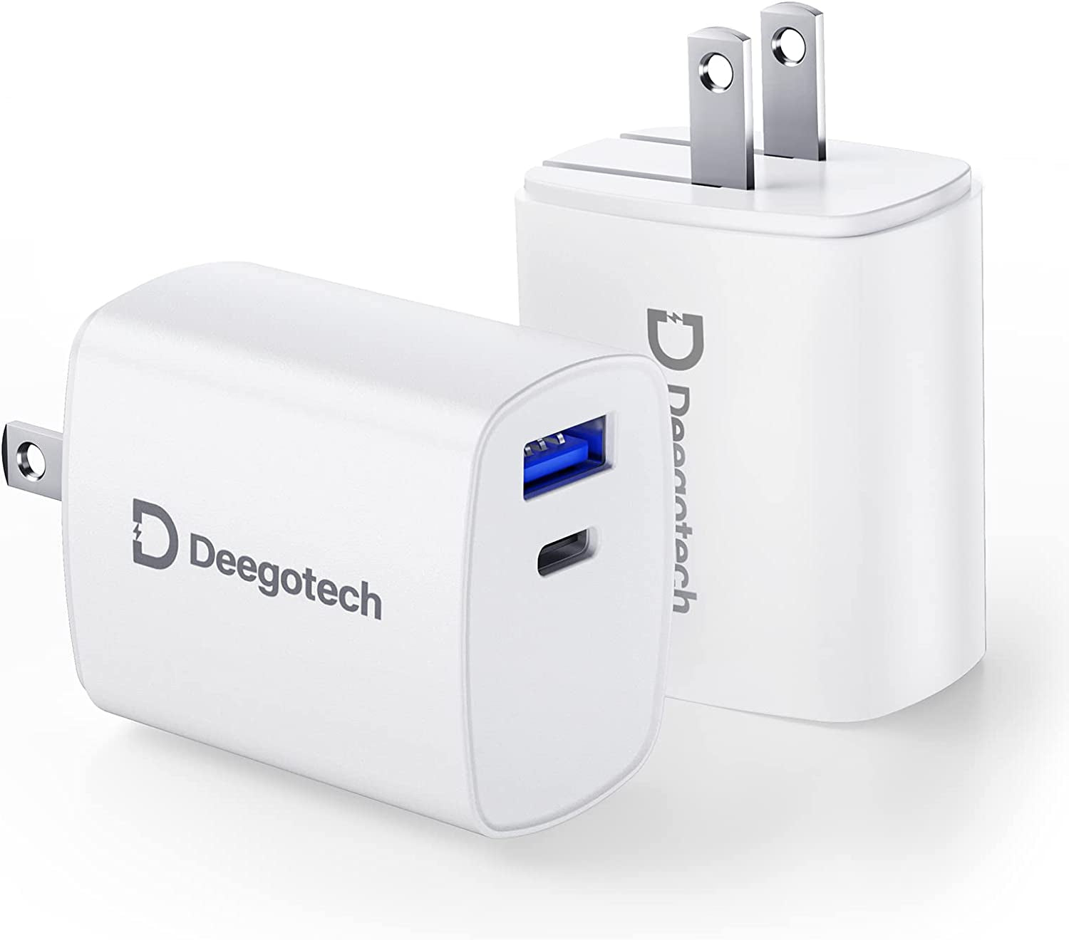 USB C Charger, Deegotech 20W PD Iphone Fast Charger, Dual Port Foldable Plug Type C Charger Compatible with Iphone 14/14 Pro/14 Pro Max/13 Pro Max/12/11/X/Se3, Ipad Pro  Shenzhen JiaYu Electronics Co., Ltd Arctic White 2Pack 
