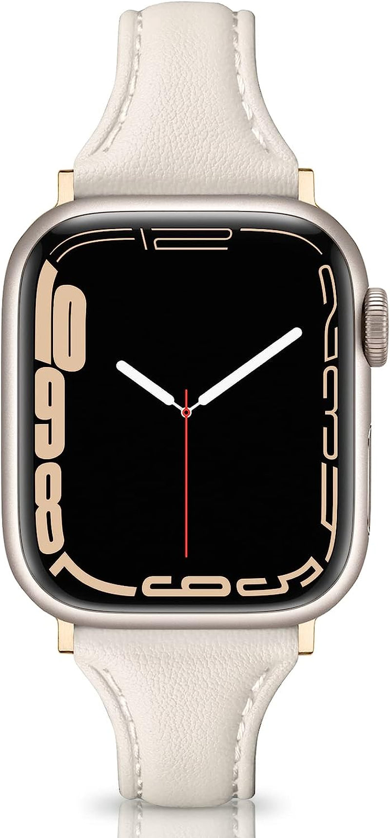 Eyamumo Leather Band Compatible for Apple Watch Band 38Mm 40Mm 41Mm, Slim Thin Elegant Genuine Leather Strap Compatible for Iwatch Series 8, 7, 6, 5, 4, 3, 2, 1, SE, Sport & Edition for Women  Eyamumo Ivory / Rosegold Adapter 38mm / 40mm / 41mm 