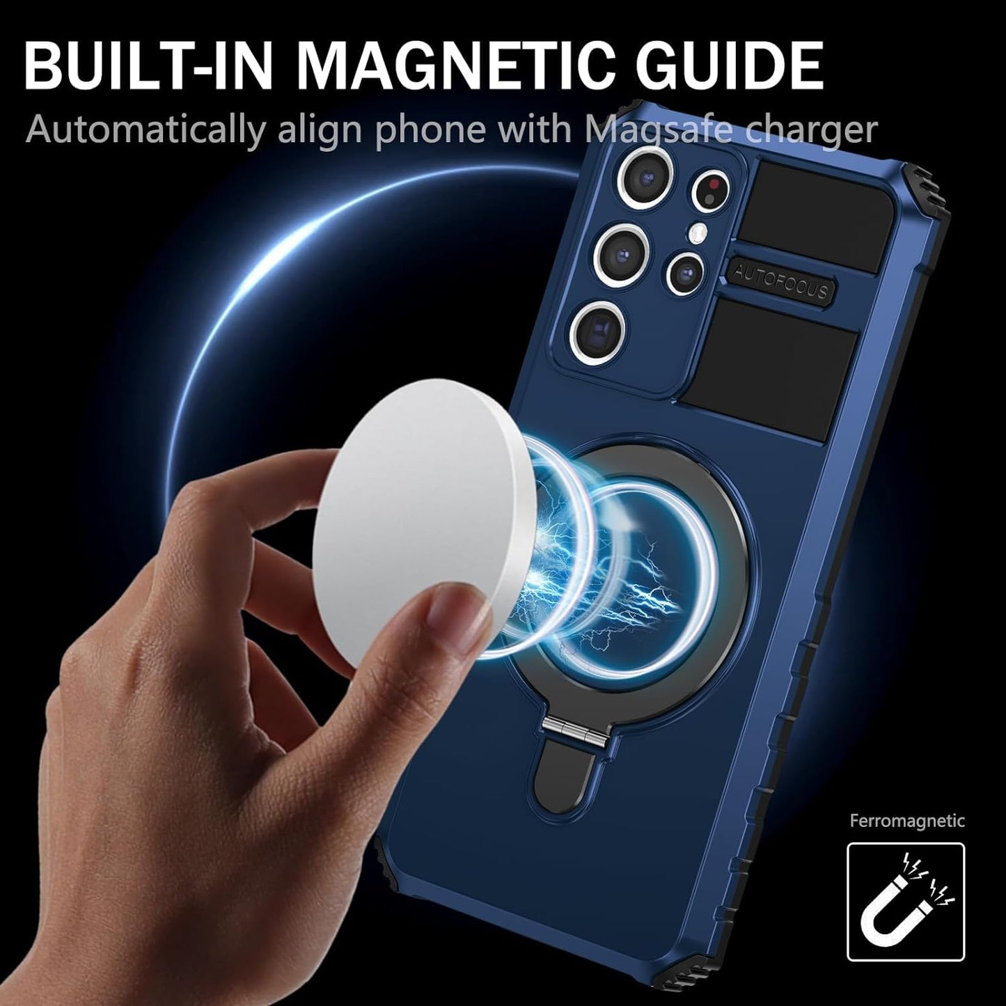 THMEIRA Samsung Galaxy S21 Ultra Magnetic Case [Compatible with Magsafe] Samsung Galaxy S21 Ultra Case with Ring Kickstand, Military Grade Heavy Duty Case for Samsung S21 Ultra, Blue  THMEIRA   