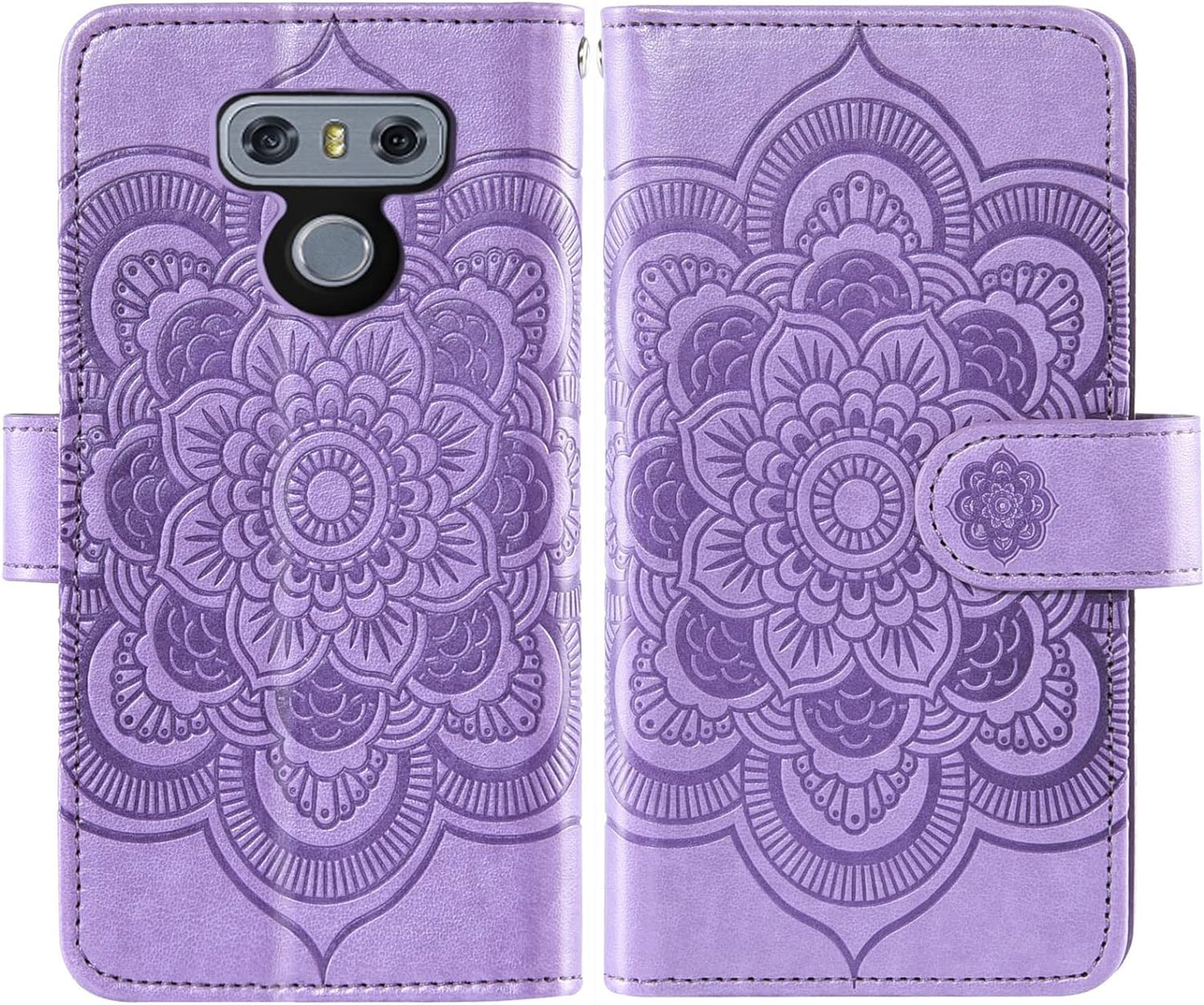 Asuwish Compatible with LG G6 Wallet Case and Tempered Glass Screen Protector Flower Leather Flip Card Holder Stand Cell Phone Cover for LGG6 Thinq LG6 Thin Q G 6 plus G6+ 6G VS988 H872 Women Purple  Asuwish   