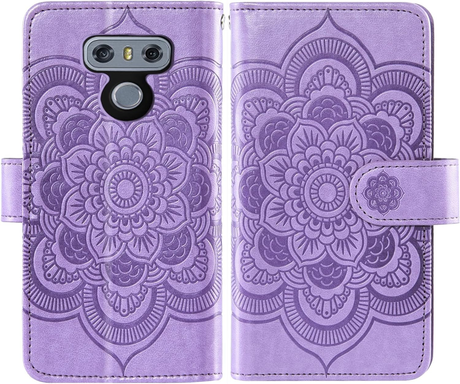 Asuwish Compatible with LG G6 Wallet Case and Tempered Glass Screen Protector Flower Leather Flip Card Holder Stand Cell Phone Cover for LGG6 Thinq LG6 Thin Q G 6 plus G6+ 6G VS988 H872 Women Purple  Asuwish   