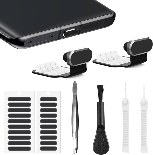 Gavemi USB C Dust Plug, for Phones with USB Type C Charging Port, USB C anti Dust Cover Cap Kit with Speaker Mesh and Mounting Accessories (Black)  Gavemi   