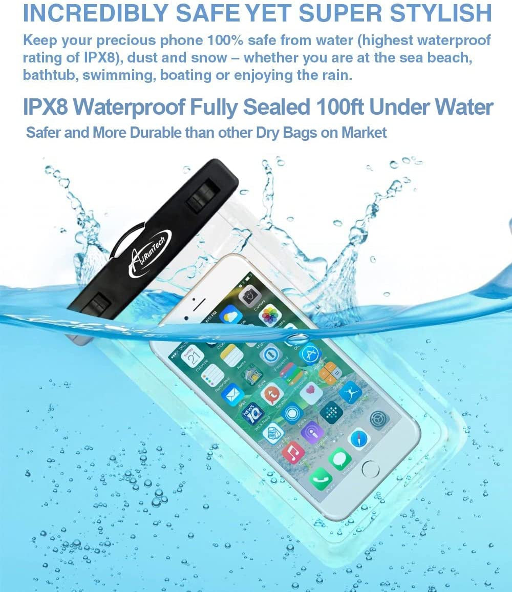 Airuntech Large Universal Waterproof Case, Waterproof Phone Pouch Compatible with Iphone 14 Pro Max/13/12/11/Xr/X/Se//8/7, Galaxy S22/S21, Note 20 Pixel/Oneplus Underwater Phone Protector Vacation  AiRunTech   