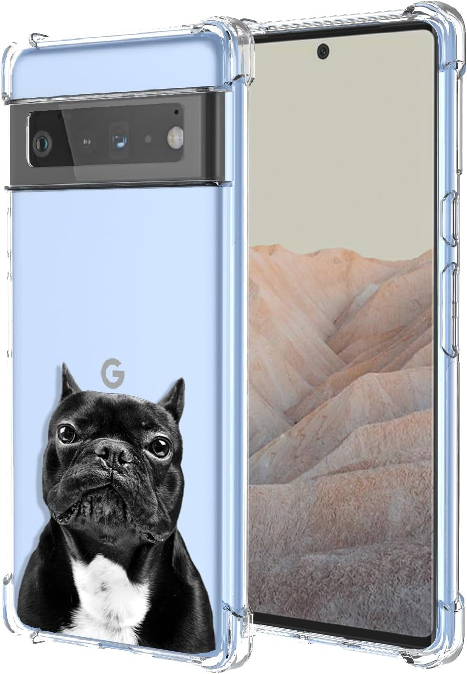 OEURVQO for Pixel 6 Pro Google 6 Pro G8VOU Case Clear Cute Cat Pattern Cartoon Animal Soft TPU Shockproof Bumper Anti-Scratch Protective Phone Case for Google Pixel 6 Pro 5G (Staring Cat)  OEURVQO French Bulldog  