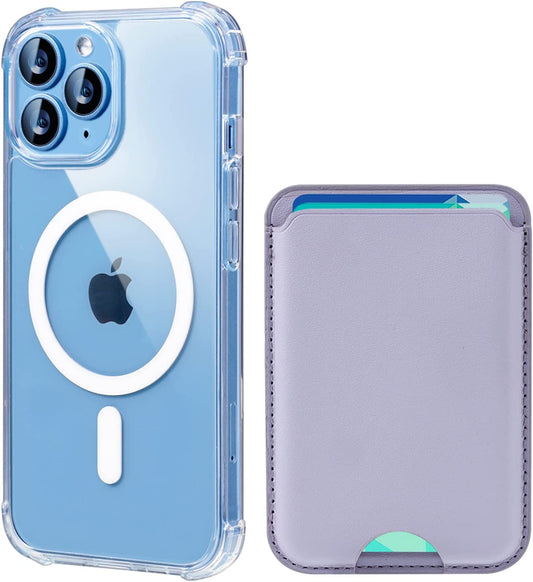 Dlinda 2-In-1 Iphone 14 Pro Max Magnetic Case Clear with Magnetic Leather Wallet Card Holder, Magsafe Wallet Case Cover, Anti-Yellowing &Mil-Grade Drop Tested, Compatible with Magsafe -6.7'', Purple  Dlinda   