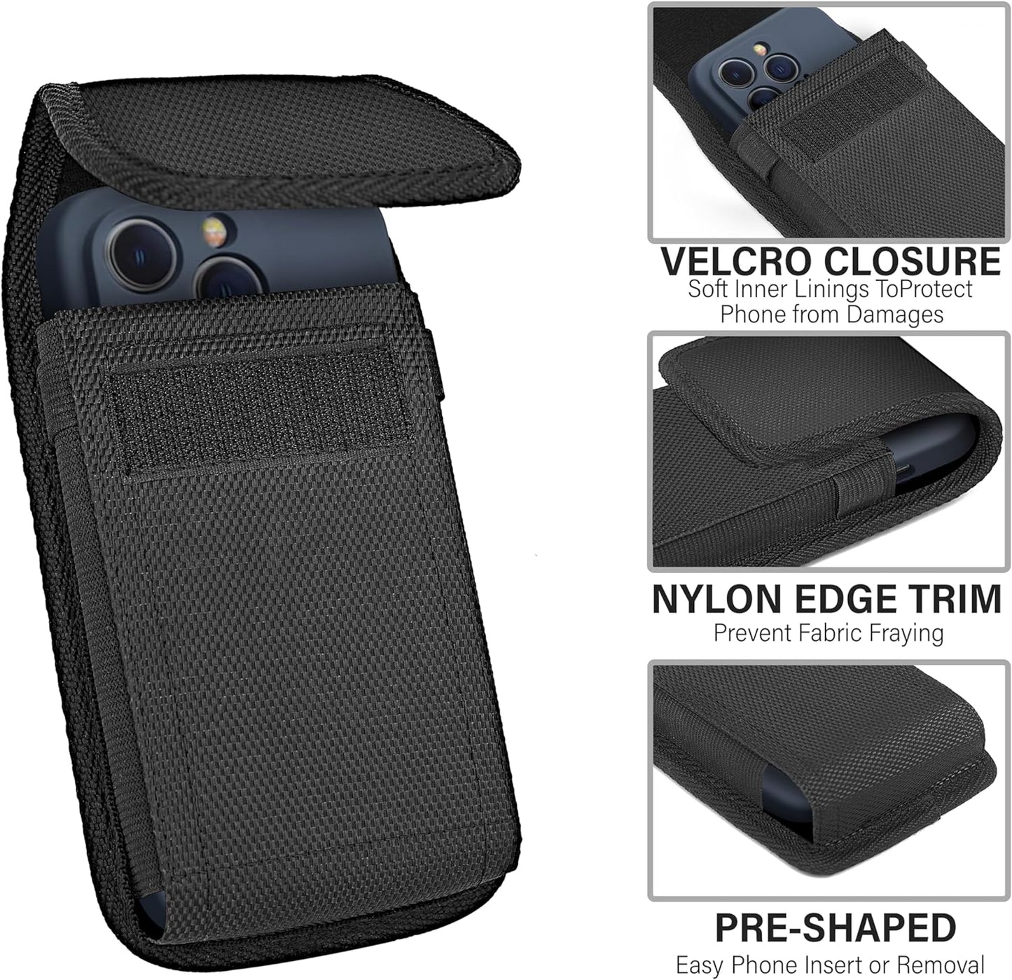 NUVAVO Cell Phone Holster for Samsung Galaxy S23 Ultra S22 Ultra S21 Ultra Note 20+ plus Note 10+ A23 A13 A21 A54 A02S 5G Google Pixel 7 Pro Case with Belt Clip Pouch Cover (Fits Phone with Case On)  NUVAVO   