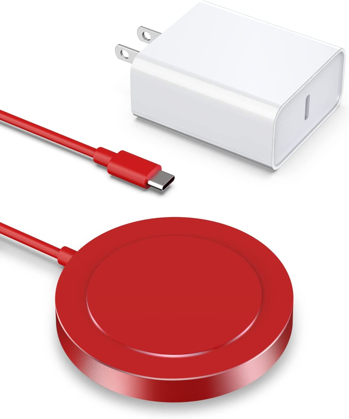 Magnetic Wireless Charger - Magnet Charging Pad Compatible with Iphone 14/14 Pro/14 Plus/14 Pro Max/ 13/13 Pro/13 Pro Max/12 Pro Max - Mag-Safe Charger for Airpods 3/2/Pro with USB-C 20W PD Adapter  Shenzhen USV Technology Co.,Ltd Red  