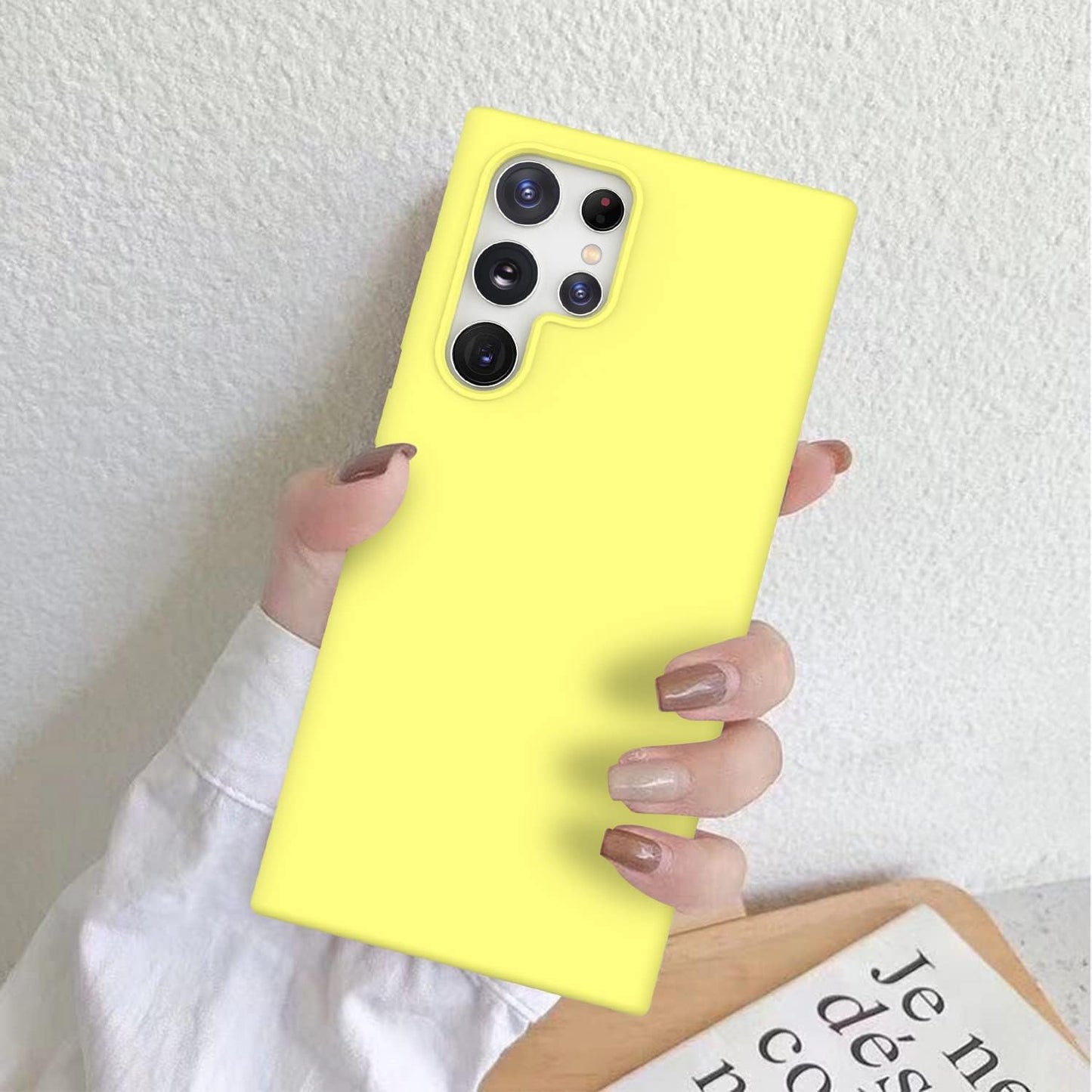 DEENAKIN for Samsung Galaxy S22 Ultra Case Silicone,Silky Smooth Flexible Gel Rubber Bumper Cover with Soft Microfiber Lining Slim Fit Protective Phone Case for Samsung Galaxy S22 Ultra Bright Yellow  DEENAKIN   