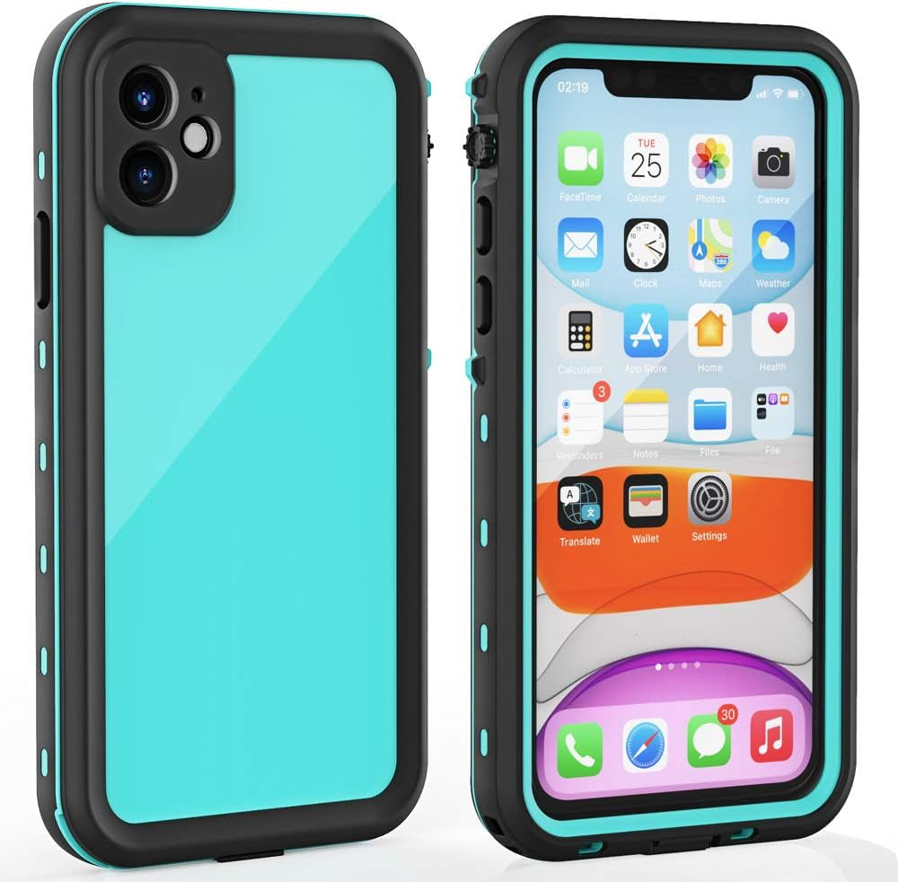 ZWWADR for Iphone 11 Waterproof Case with Screen Protector Full Body Protector Shockproof Dustproof Dirtproof Heavy Duty IP68 Waterproof Case for Iphone 11(6.1Inch) (Teal)  ZWWADR   