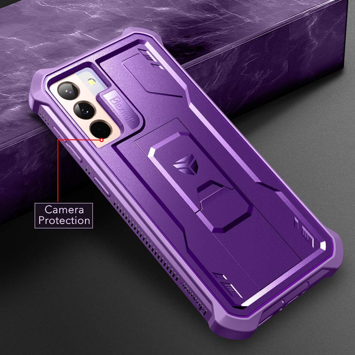 Dexnor for Samsung Galaxy S21+ plus Case, [Built in Screen Protector and Kickstand] Heavy Duty Military Grade Protection Shockproof Protective Cover for Samsung Galaxy S21 plus 5G, 6.7 Inch Purple  Dexnor   