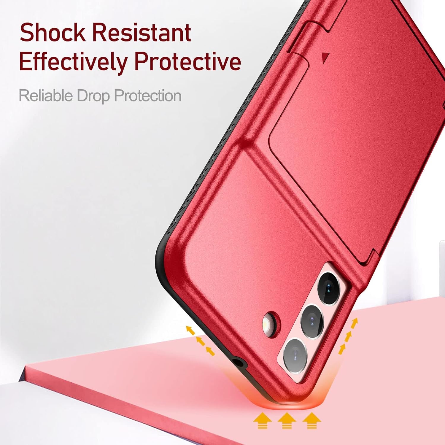 Welovecase Samsung Galaxy S22 Case Wallet Case with Credit Card Holder & Hidden Mirror, All-Round Protection Shockproof Phone Cover Designed for Samsung Galaxy S22 5G, 6.1 Inch Red  WeLoveCase   