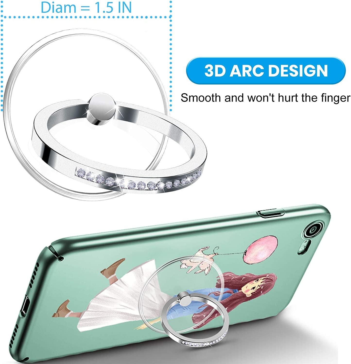 Transparent Phone Ring Holder - Jsoerpay 2 Pack Cell Phone Ring Holder Finger Grip Loop Universal 360 Degree Rotation (Gold & Diamond)  Jsoerpay   