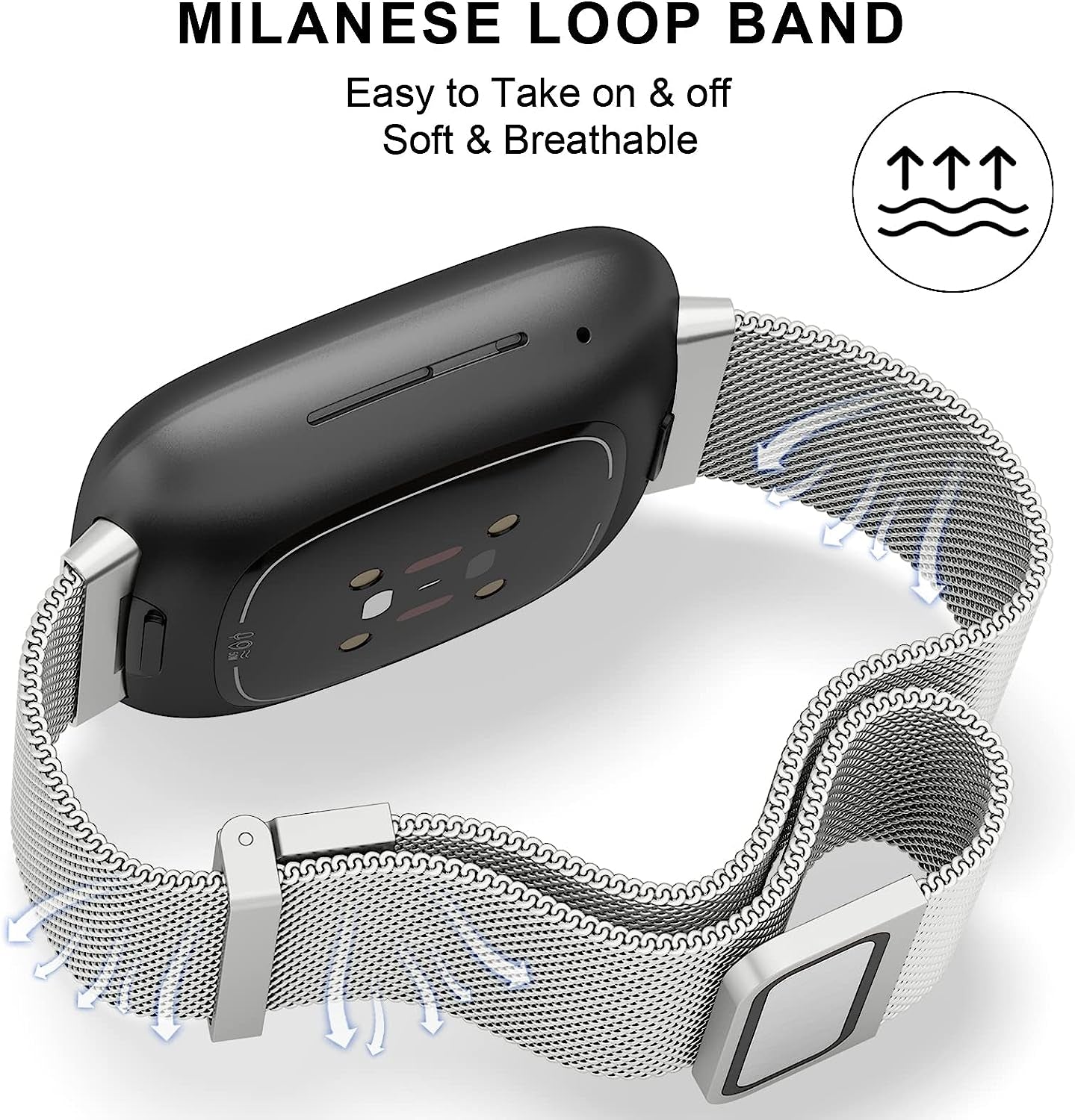 Tobfit Bands Compatible with Fitbit Versa 4/Fitbit Sense 2 & Fitbit Versa 3/Sense Watch Band for Women Men, Stainless Steel Metal Mesh Magnetic Wristband Replacement for Fitbit Versa 4/3 & Sense 2/1 Smartwatch  Tobfit   