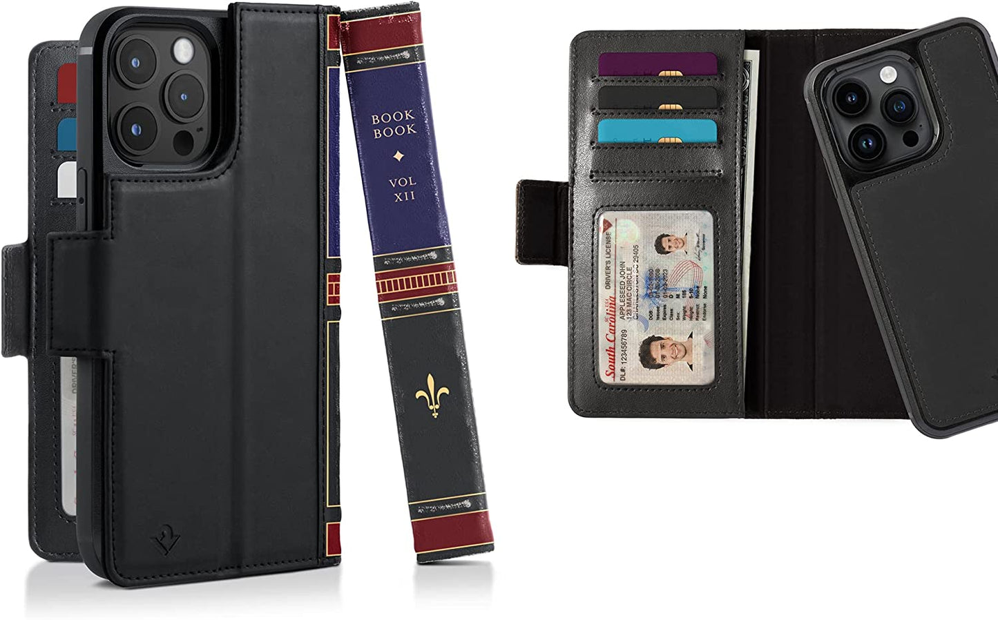 Twelve South Bookbook for Iphone 14 plus | Magsafe Compatible Full-Grain Leather Wallet Case with Display Stand + Removable Stand-Alone Leather Accent Case, Brown  Twelve South Black BookBook iPhone 14 Pro Max